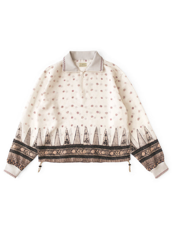 Kapital Sheer Sarasa Pattern Half-Zip Pullover Shirt