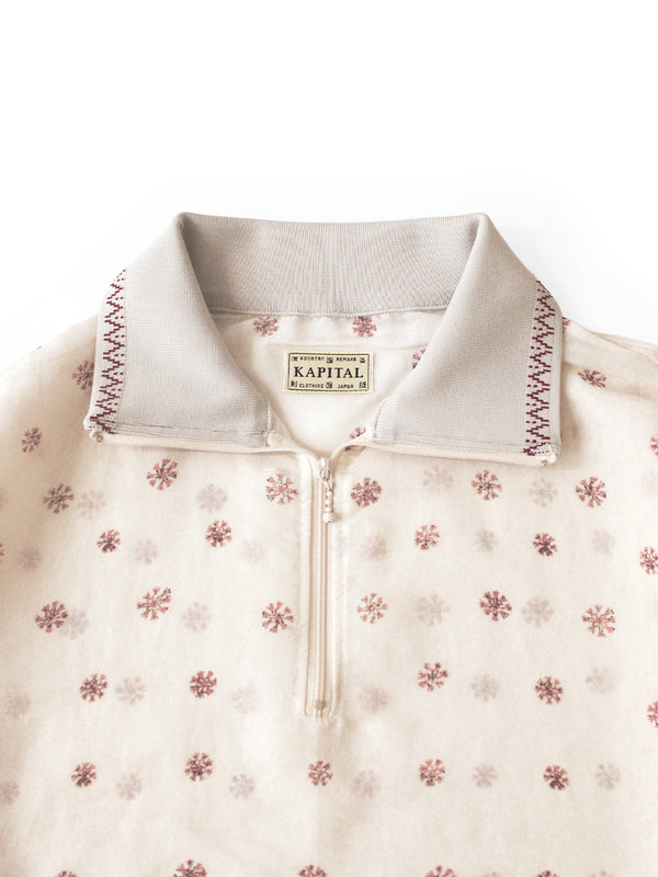 Kapital Sheer Sarasa Pattern Half-Zip Pullover Shirt