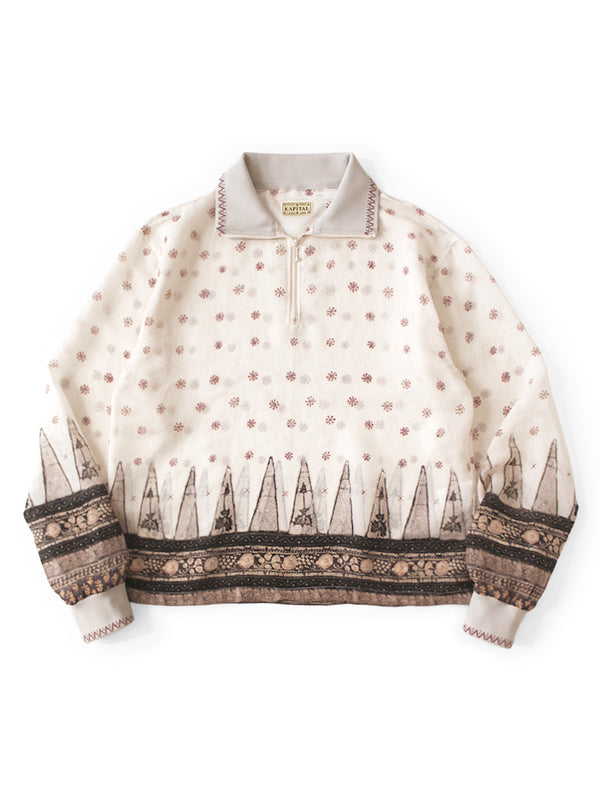 Kapital Sheer Sarasa Pattern Half-Zip Pullover Shirt