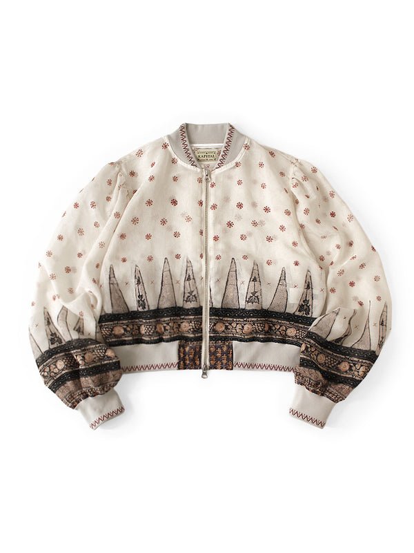 Kapital Sheer Sarasa Pattern Gathered Sleeve Blouson Jacket women