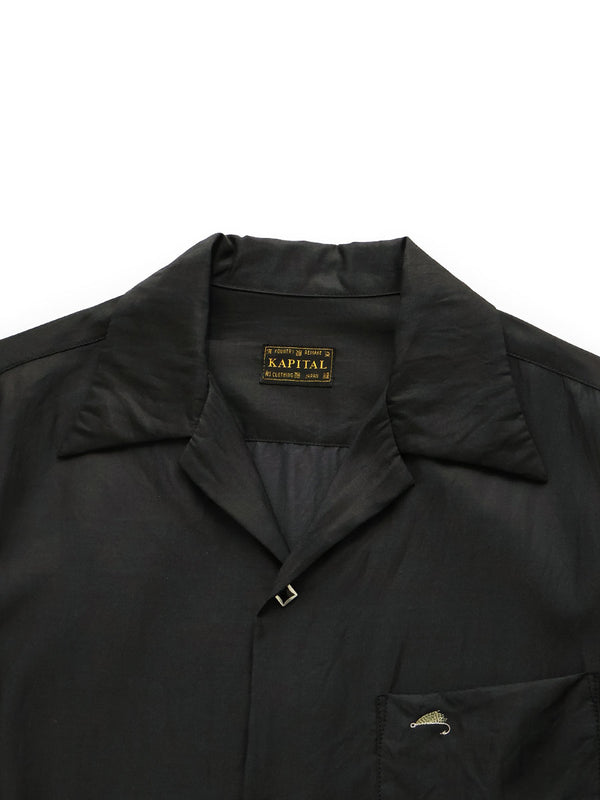 Kapital Cupro Cotton Twill Open Collar Shirt Drizzler Jacket