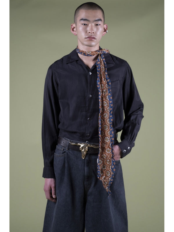 Kapital Cupro Cotton Twill Open Collar Shirt Drizzler Jacket