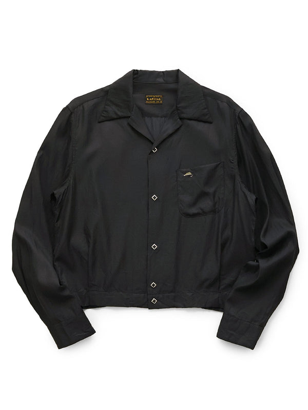 Kapital Cupro Cotton Twill Open Collar Shirt Drizzler Jacket