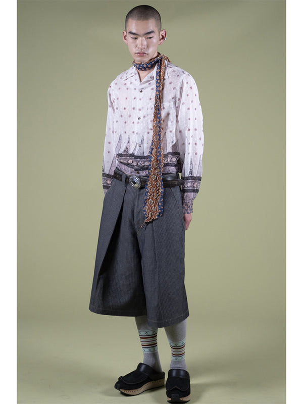 Kapital Sheer Sarasa Pattern Open Collar Shirt Drizzler