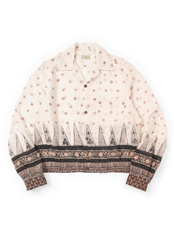 Kapital Sheer Sarasa Pattern Open Collar Shirt Drizzler