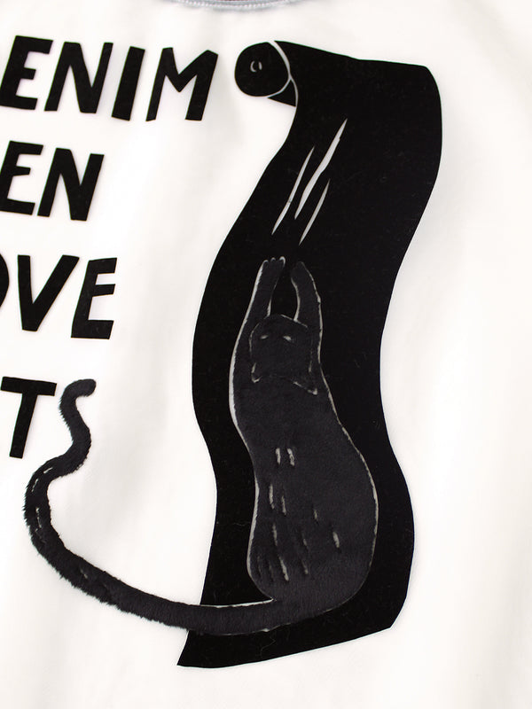 Kapital Sheer Jersey x 20/- Jersey Ringer T-shirt (DENIM MEN LOVE CATS Scratch Print)