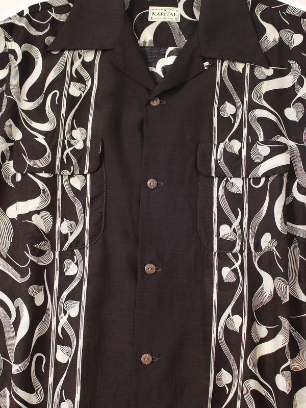 Kapital Silk Rayon Okra Pattern Short-Sleeved Open-Collar Shirt