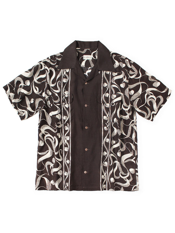 Kapital Silk Rayon Okra Pattern Short-Sleeved Open-Collar Shirt