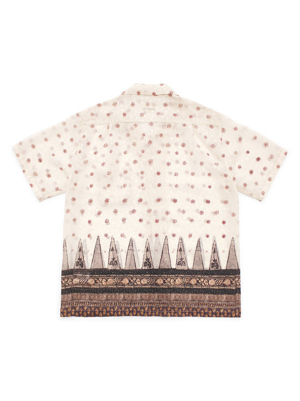 Kapital Sheer Sarasa Pattern Short-Sleeved Open-Collar Shirt