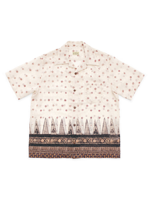 Kapital Sheer Sarasa Pattern Short-Sleeved Open-Collar Shirt