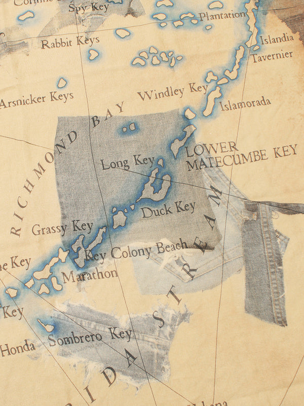 Kapital Rayon Fringe Square Stole (KAYO HUESO Denim Map) Scarves