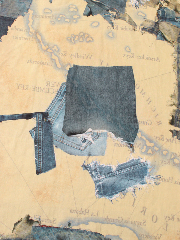 Kapital Rayon Fringe Square Stole (KAYO HUESO Denim Map) Scarves