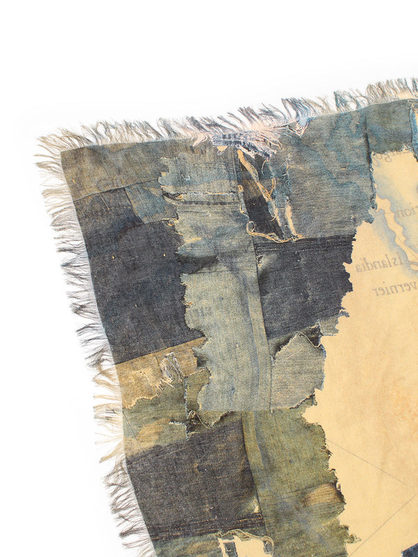 Kapital Rayon Fringe Square Stole (KAYO HUESO Denim Map) Scarves