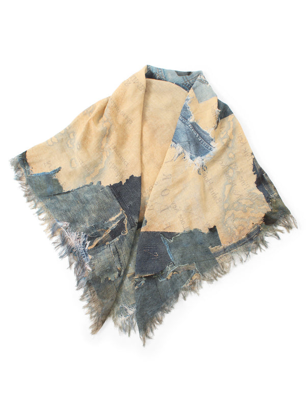 Kapital Rayon Fringe Square Stole (KAYO HUESO Denim Map) Scarves