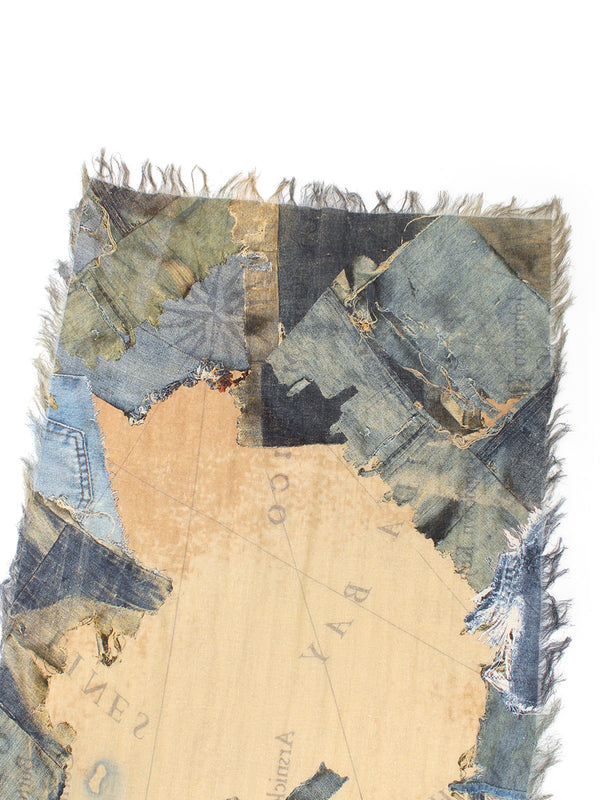 Kapital Rayon Fringe Stole (KAYO HUESO Denim Map) Scarves