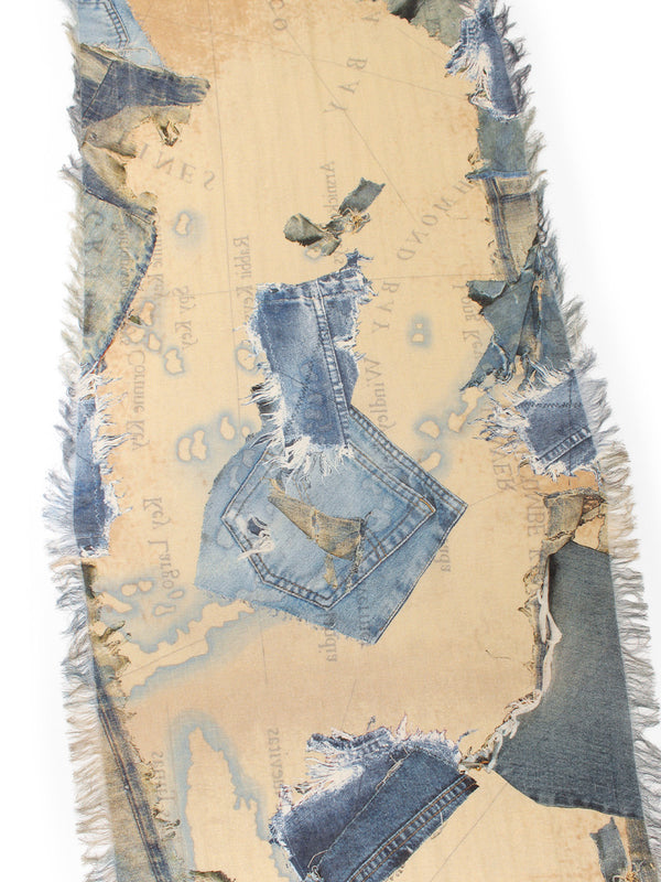 Kapital Rayon Fringe Stole (KAYO HUESO Denim Map) Scarves