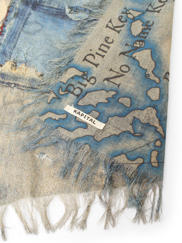 Kapital Rayon Fringe Stole (KAYO HUESO Denim Map) Scarves