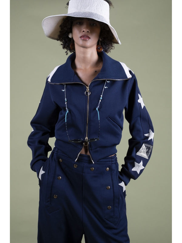 Kapital Smooth Jersey Cropped Track Jacket (Betsy Ross)