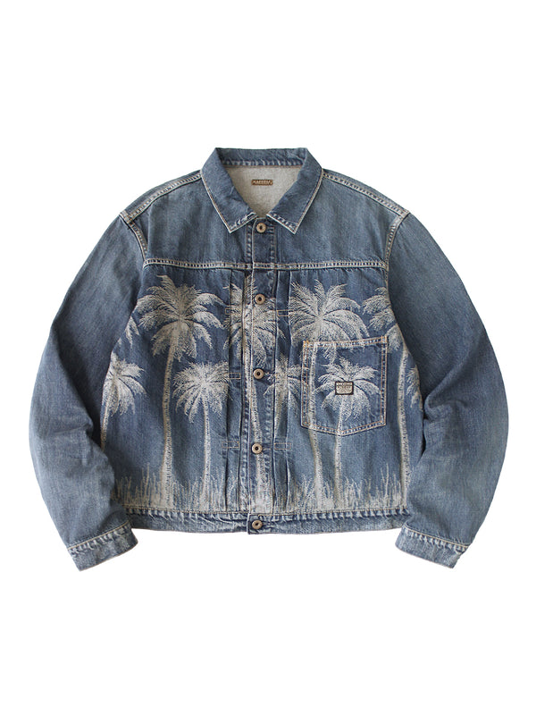 Kapital 12oz Palm Tree Jacquard Denim 1ST Jacket