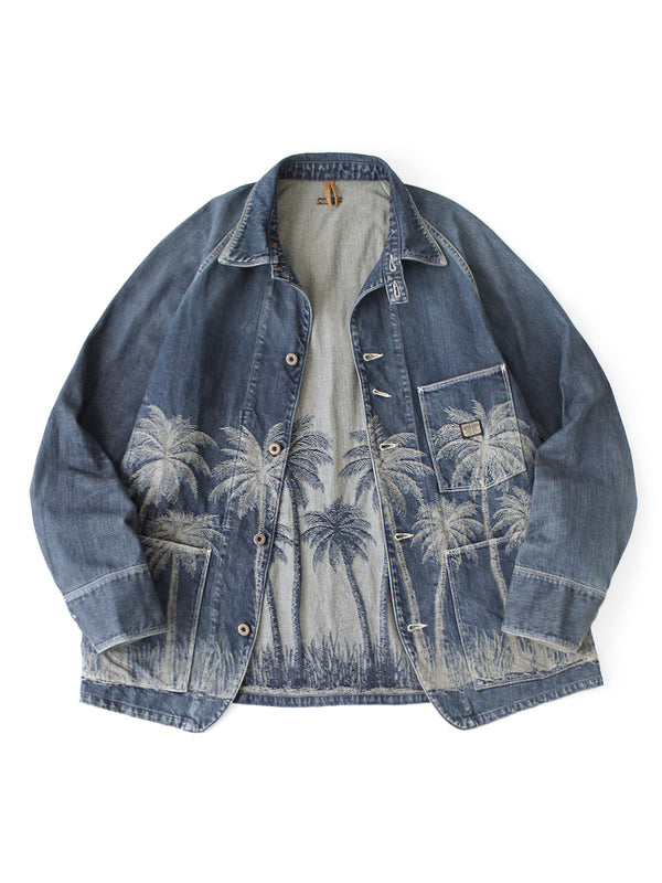 Kapital 12oz Palm Tree Jacquard Denim CACTUS Coveralls Jacket