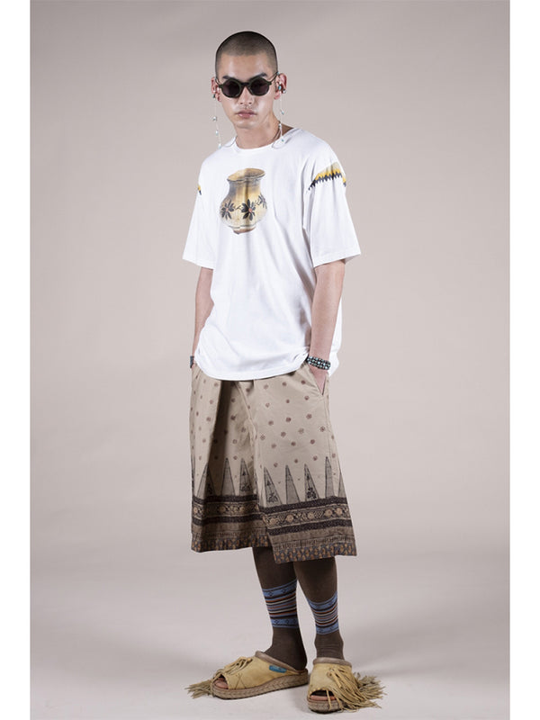 Kapital 40/2 Combed Weather Fabric, Sarasa Pattern, Easy Rice Jaws Pants