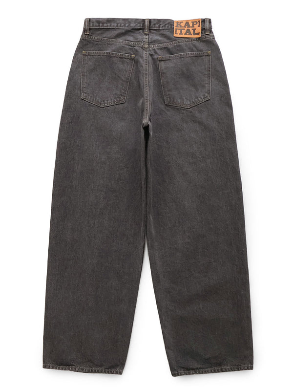 Kapital 14oz Black Denim Club Baggy 5-Pocket Pants
