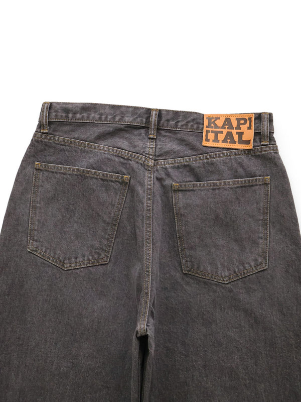 Kapital 14oz Black Denim Club Baggy 5-Pocket Pants