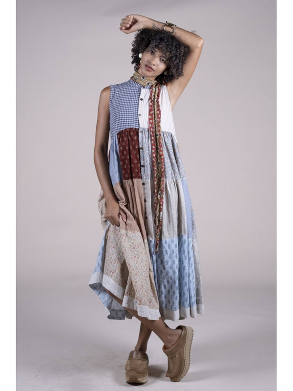 Kapital Patchwork Stand Collar Aloha Dress