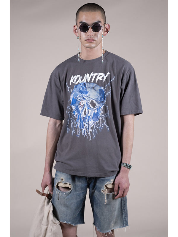 Kapital 20/- Jersey Crew Neck T-shirt (Denim Face Print)