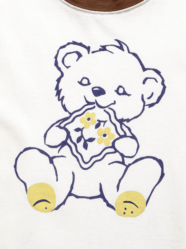Kapital 20/- Jersey Ringer Tee (PECKISH Little Bear print)