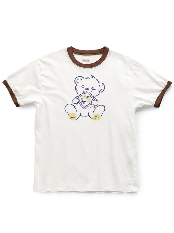 Kapital 20/- Jersey Ringer Tee (PECKISH Little Bear print)