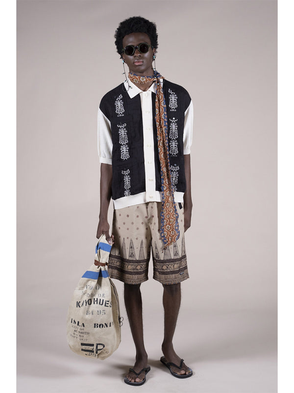 Kapital 40/2 Combed Weather Fabric, Sarasa Pattern Easy Short Pants