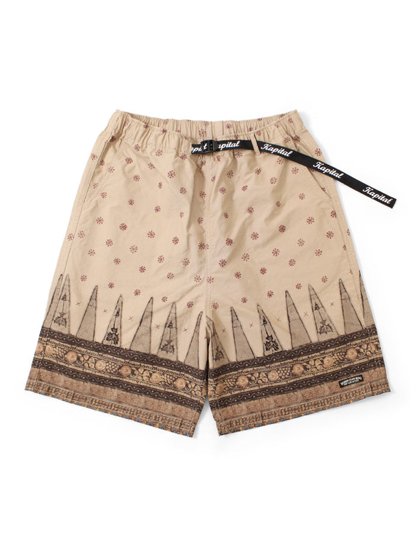 Kapital 40/2 Combed Weather Fabric, Sarasa Pattern Easy Short Pants