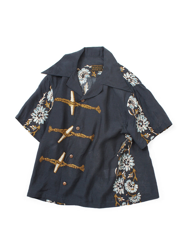 Kapital Silk Rayon Toggle Maile Print Short-Sleeve Open-Collar Shirt women
