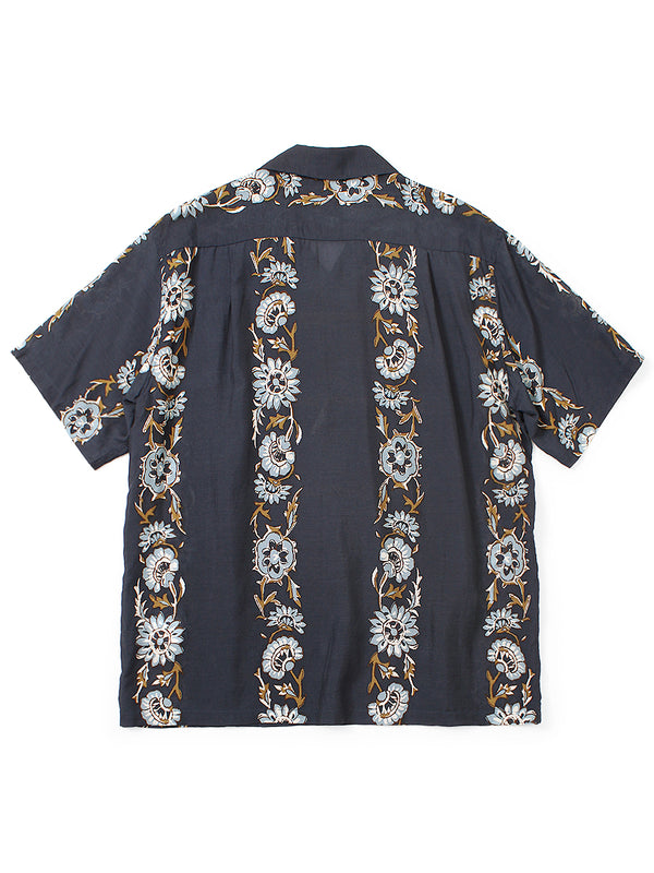 Kapital Silk Rayon Toggle Maile Print Short-Sleeve Open-Collar Shirt