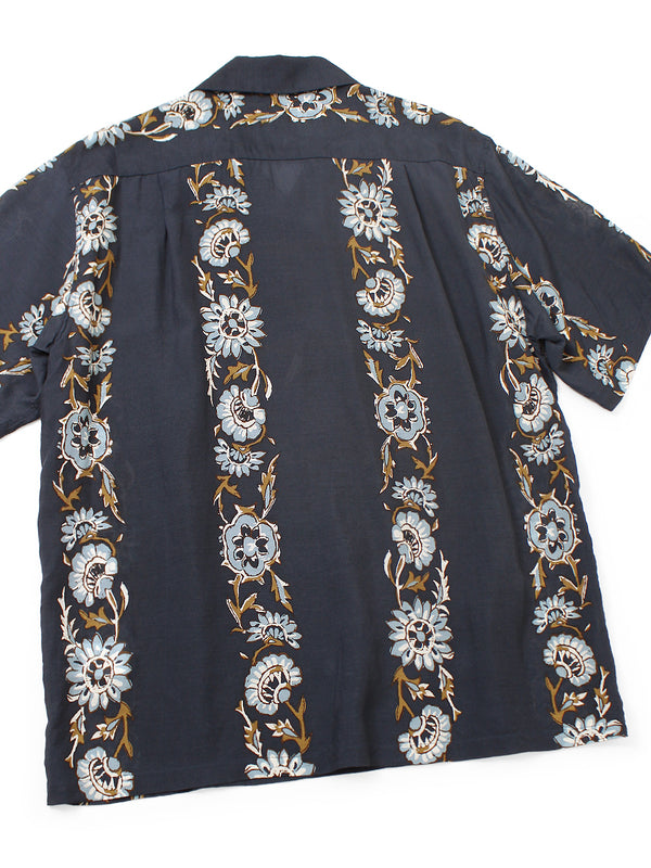Kapital Silk Rayon Toggle Maile Print Short-Sleeve Open-Collar Shirt