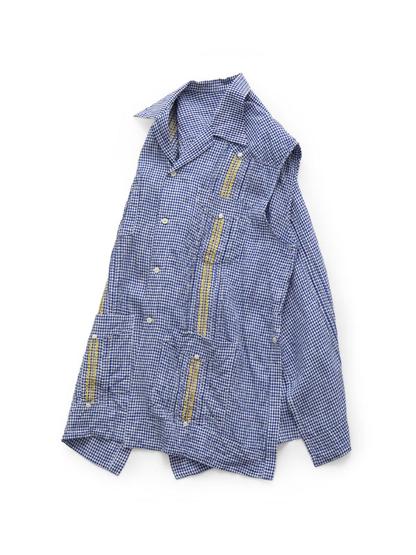 Kapital Linen Gingham Check Sleeveless Cuban Shirt