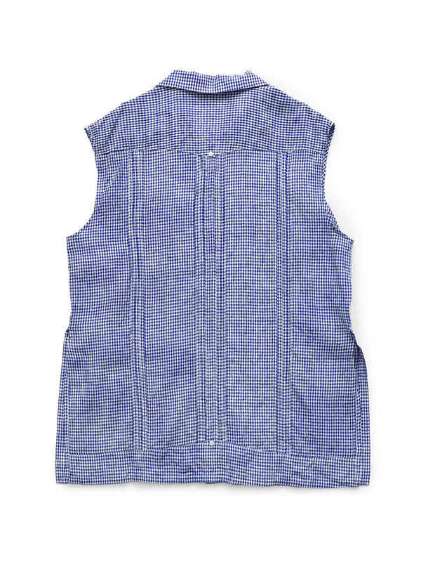 Kapital Linen Gingham Check Sleeveless Cuban Shirt