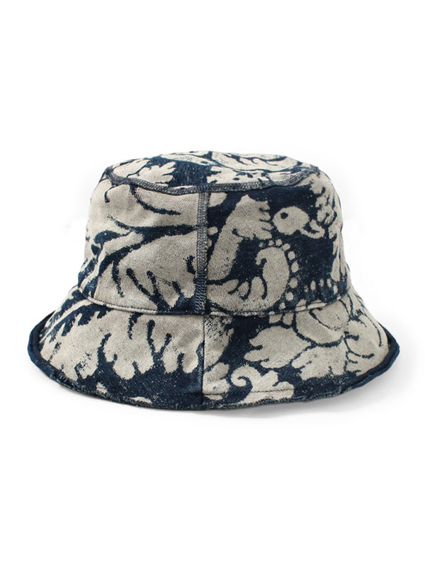 Kapital IDG Densely woven jersey damask discharge print bucket hat (short brim)