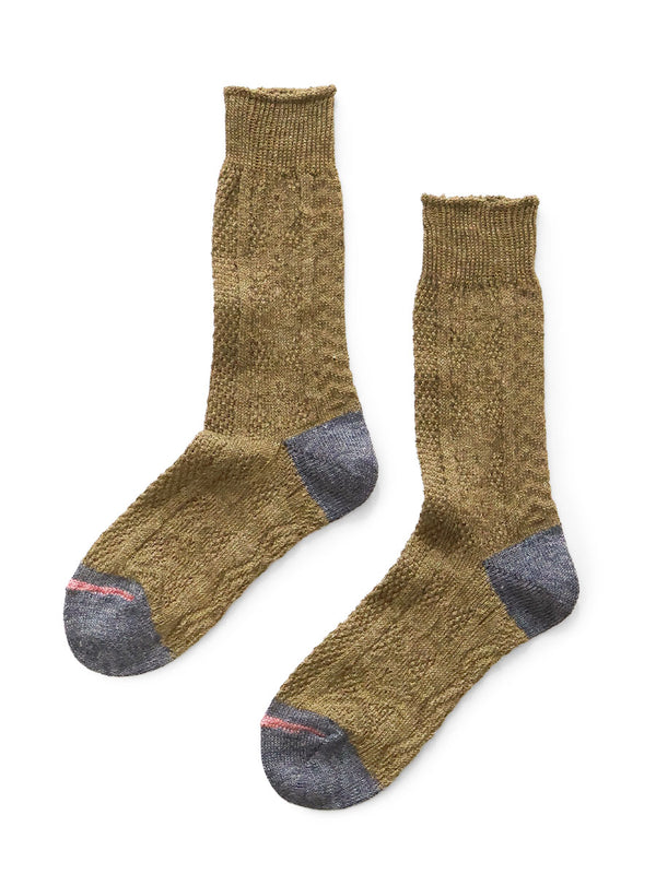 Kapital 96-ply Linen Jacquard Kuba Pattern Socks