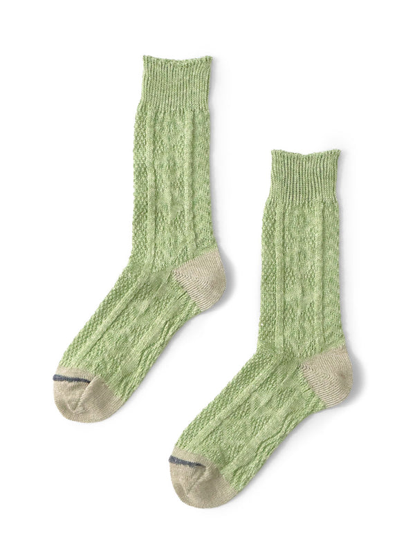 Kapital 96-ply Linen Jacquard Kuba Pattern Socks