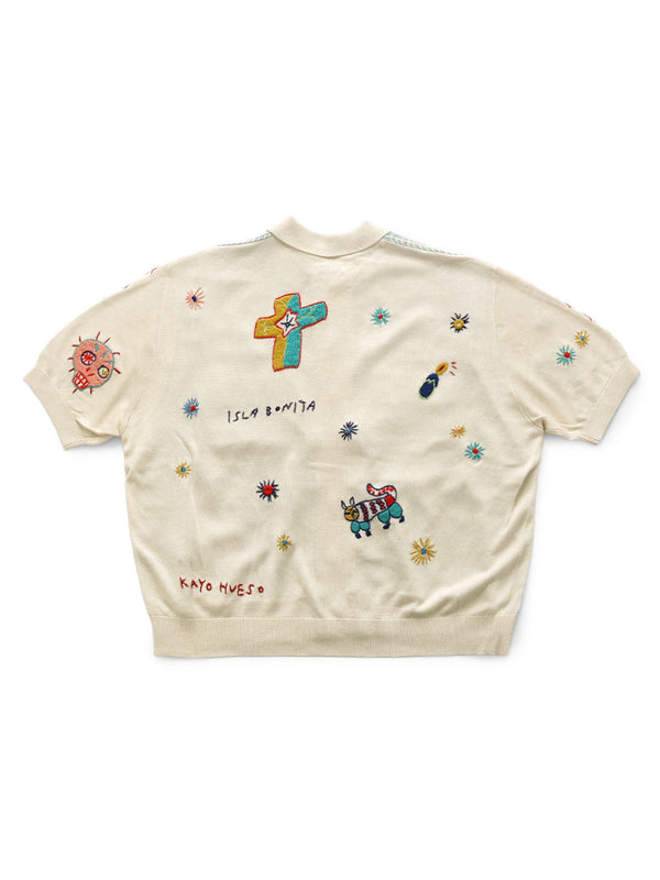 Kapital Knit x Chambray Polo Shirt (Ice Labonita Embroidery)