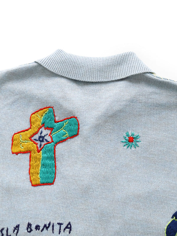 Kapital Knit x Chambray Polo Shirt (Ice Labonita Embroidery)