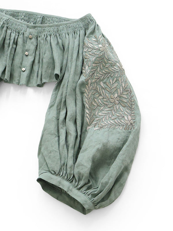 Kapital Linen Smocking Buffant Viola Bolero Jacket women