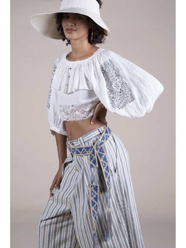Kapital Linen Smocking Buffant Viola Bolero Jacket women