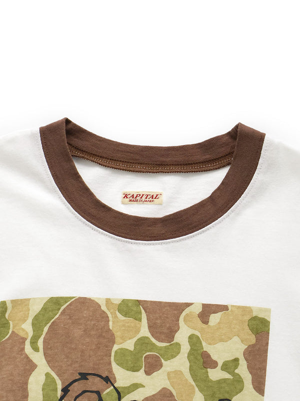 Kapital 20/- Jersey Ringer Tee (Camouflage Little Bear Harmony print)