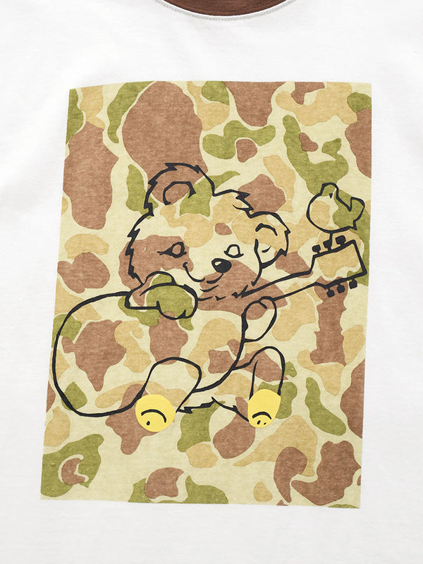 Kapital 20/- Jersey Ringer Tee (Camouflage Little Bear Harmony print)