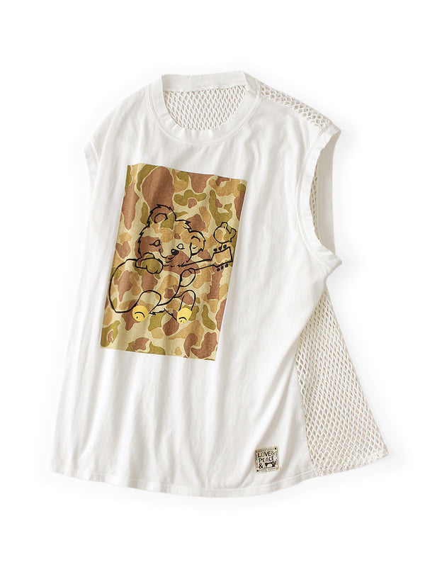 Kapital 20/- Jersey Sleeveless Big Tee (Camouflage Little Bear; Harmony Print)