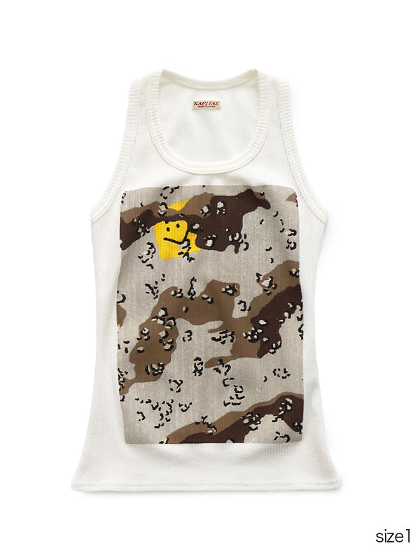 Kapital 60/2 Bear Teleco Tank Top (PECKISH Chocolate Chip Camo Print) Tee