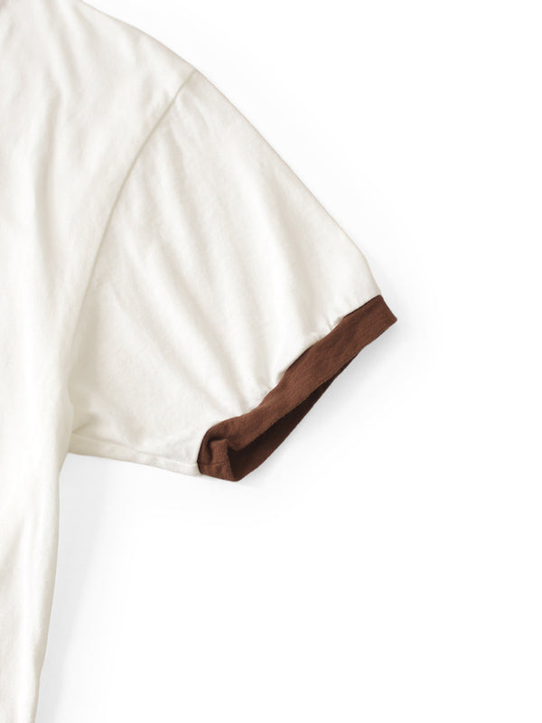 Kapital 20/- Jersey Ringer Tee (PECKISH Chocolate Chip Camo print)
